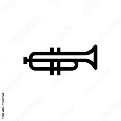 Trumpet icon displays music instrument on white background graphic element