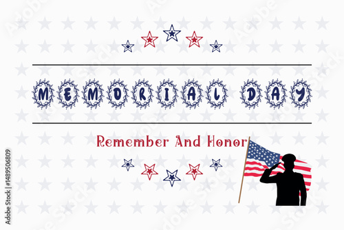 creative memorial day poster with patterned stars text and honor message featuring usa flag