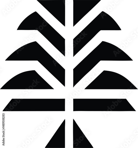 Black silhouette of a willow tree in artistic vector design