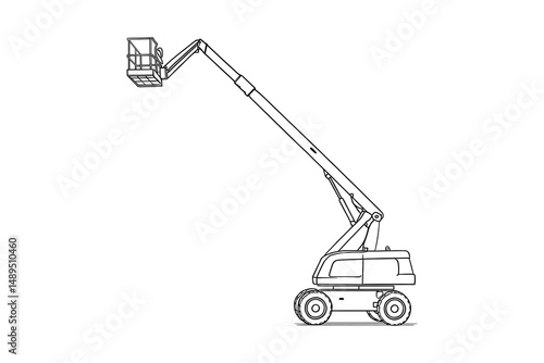 Scissor lift illustration, aerial work platform outline drawing