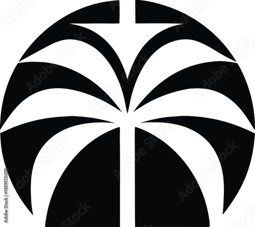 Black palm tree silhouette design with transparency for various uses