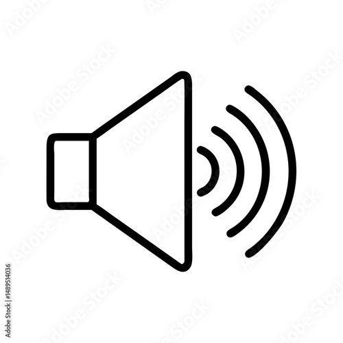 Speaker emitting sound waves in minimalist black and white design  
