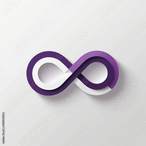 Purple and White Infinity Symbol on White Background