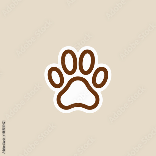 Brown Paw Print Graphic on Tan Background