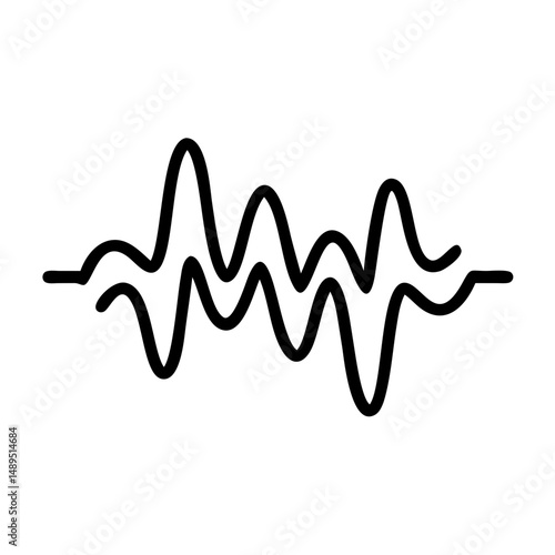 Sound wave illustration in black and white minimalist style  