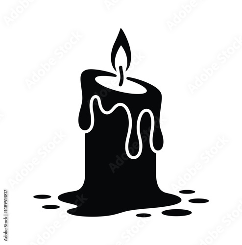 Silhouette Candle Icon: Minimalist Design for Various Themes