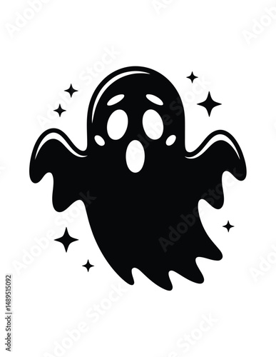 Spooky Ghost Silhouette: Halloween Art for Creative Designs