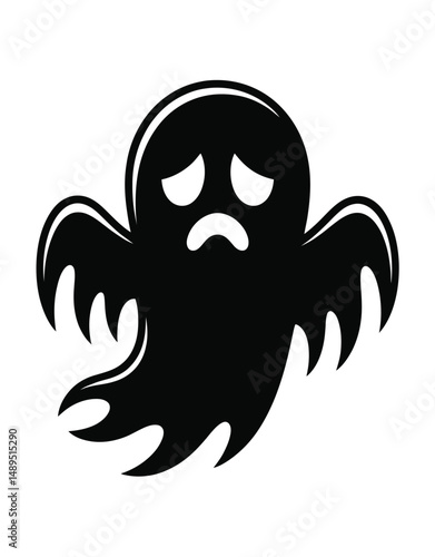 Eerie Ghost Silhouette: Halloween Art for Creative Designs