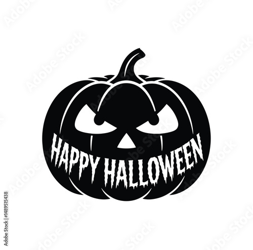 Happy Halloween Pumpkin Silhouette: Spooky Art for Creative Designs