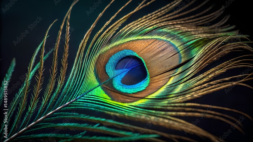 Obraz premium Stunning Peacock Feather Close-Up with Vibrant Colors