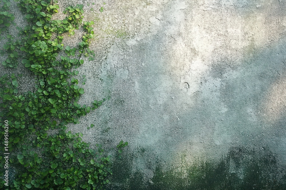 custom made wallpaper toronto digitalOld textured concrete wall with patches of moss and climbing green ivy on the left side under natural light