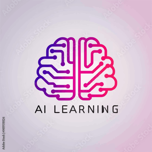 Artificial Intelligence Brain Logo Gradient Purple Pink