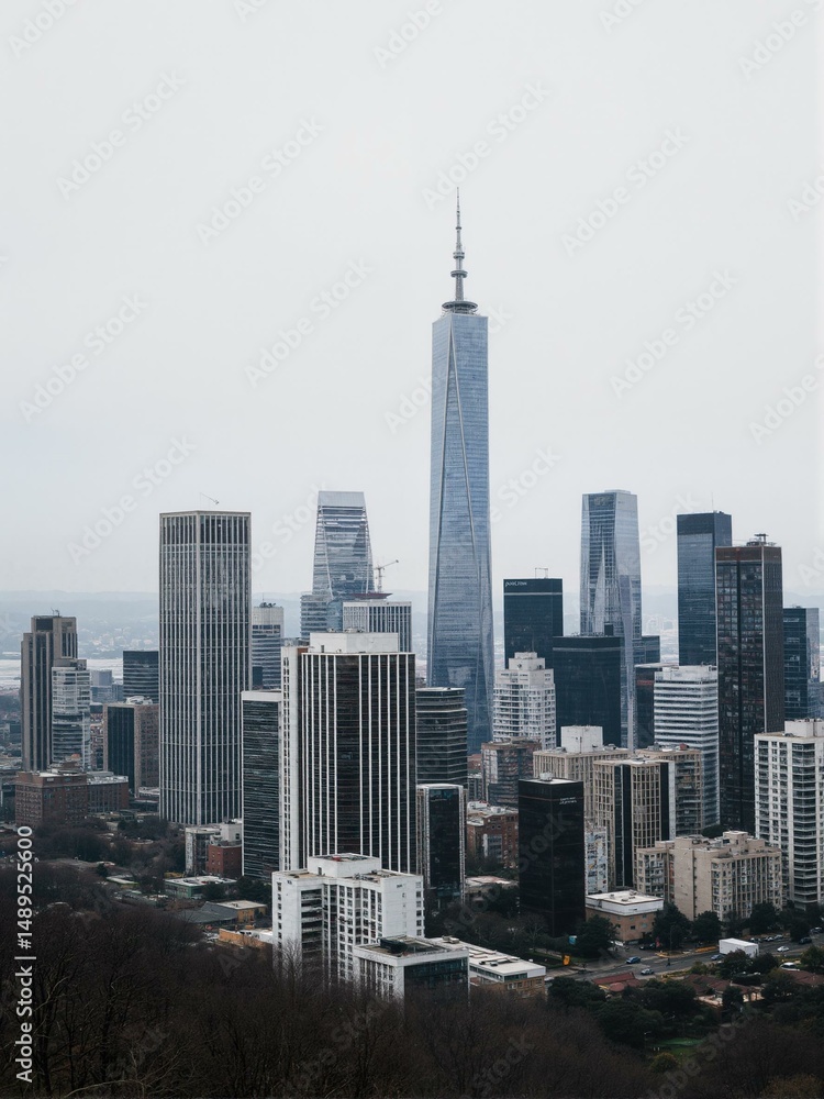 Fototapeta premium A shot of several skyscrapers in New York City.