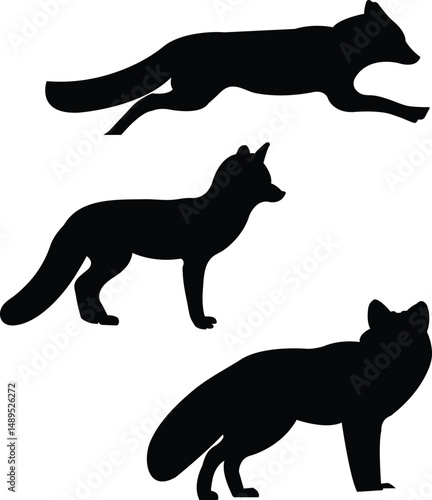 Fox Silhouette Vector Graphic Isolated on White Background for Wildlife and Nature Design