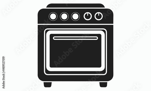 Oven silhouette icon, Kitchen oven vector, Cooking appliance graphic, Black oven illustration