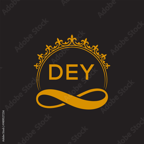Initial DEY Letter Linked Logo for business and company identity. Modern DEY Letter Logo Vector Template with modern trendy golden logo.
