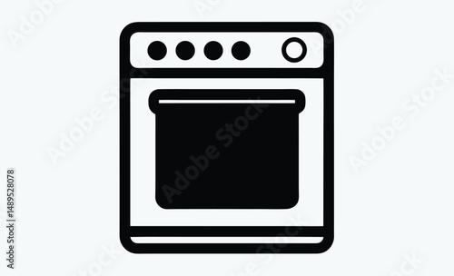 Oven silhouette icon, Kitchen oven vector, Cooking appliance graphic, Black oven illustration