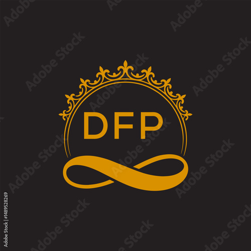 Initial DFP Letter Linked Logo for business and company identity. Modern DFP Letter Logo Vector Template with modern trendy golden logo.

