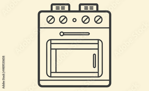 Oven silhouette icon, Kitchen oven vector, Cooking appliance graphic, Black oven illustration