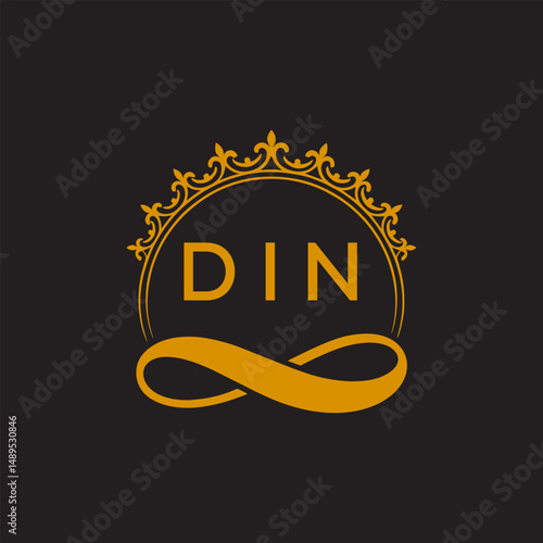 Initial DIN Letter Linked Logo for business and company identity. Modern DIN Letter Logo Vector Template with modern trendy golden logo.
