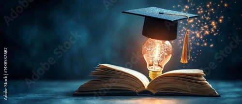 The glowing light reflects intellectual energy and bright future possibilities.