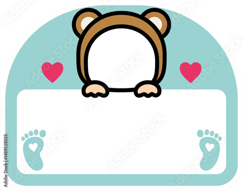 Cute Bear Costume Name Tag Template for Baby Showers or Kids Events