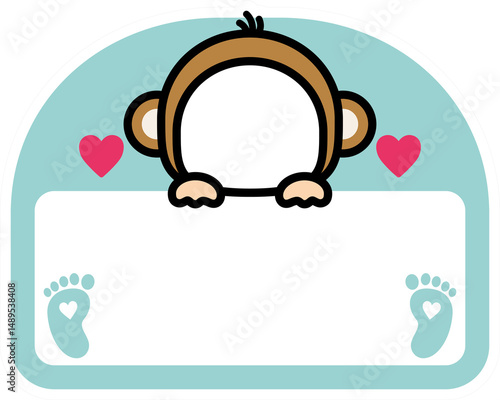Cute Monkey Costume Name Tag Template for Baby Showers or Kids Events