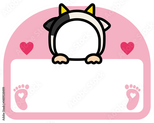 Cute Cow Costume Name Tag Template for Baby Showers or Kids Events