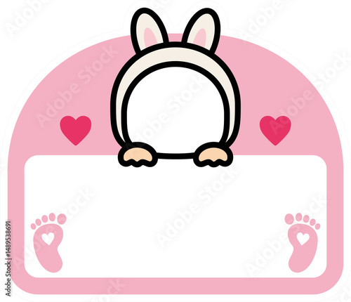 Cute Rabbit Costume Name Tag Template for Baby Showers or Kids Events