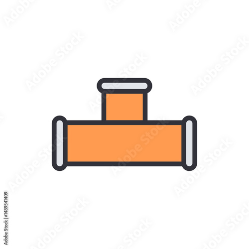Illustration Of An Orange Pipe Junction On Transparent Background