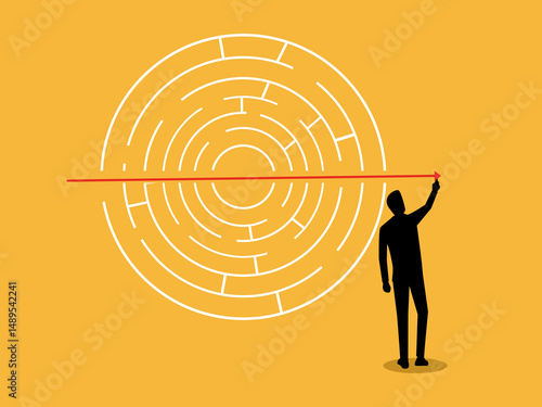 Businessman writes a simple shortcut to solve a maze