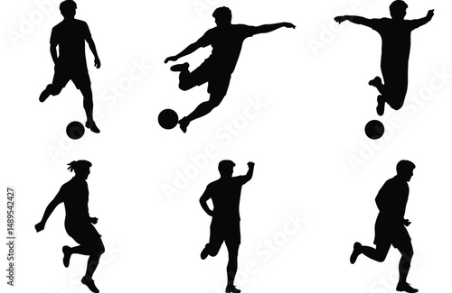 Wallpaper Mural Dynamic Soccer Player Silhouette, Action Kick Pose Vector. Football Silhouette Collection, Kicks, Goals & Dribbles, Soccer Match, trikers, Goalkeepers & Fans, Retro Soccer, Running, Passing & Shooting Torontodigital.ca