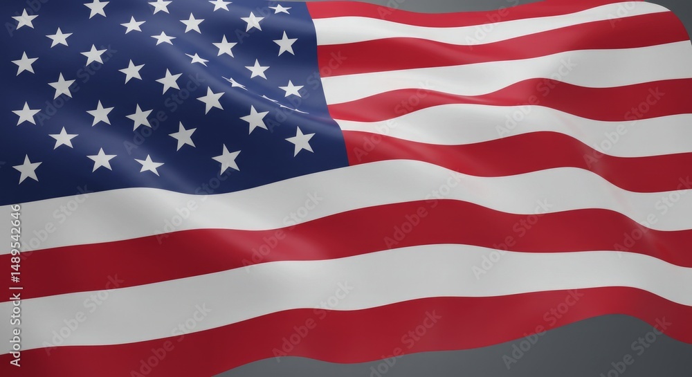 Fototapeta premium American flag waving against a plain background in patriotic display
