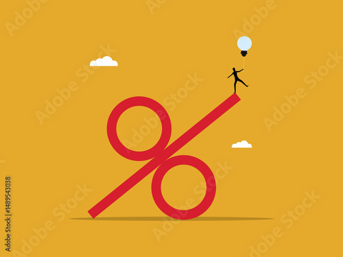 Businessman on interest rate percentage balance