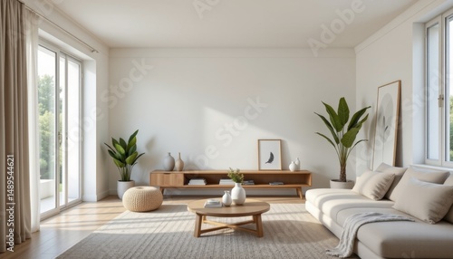 the room is free of clutter, with only a few carefully selected decorative items placed strategically around the space to enhance the minimalist feel of the design.