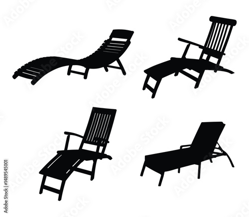 Lounger Chair Silhouette Set Vector Collection
