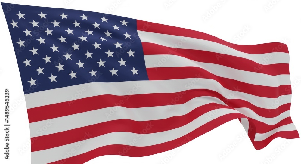 Fototapeta premium Patriotic symbolism captured in a waving rendition of the flag of the USA