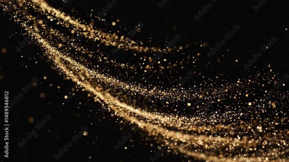 Golden Particles Flowing in Slow Motion Festive Abstract Background Golden Particles Flowing in Slow Motion Festive Abstract Background