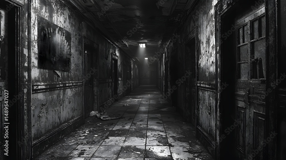 Long corridor echoing with final ventilation hum, structural emptiness, slow atmosphere tone, Cinematic Scene Long corridor echoing with final ventilation hum, structural emptiness, slow atmosphere tone, Cinematic Scene