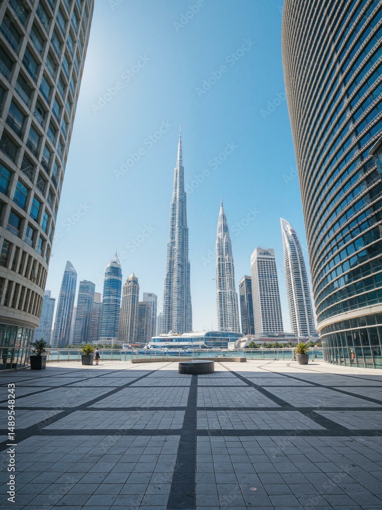 Obraz premium A view of skyscrapers in Dubai.