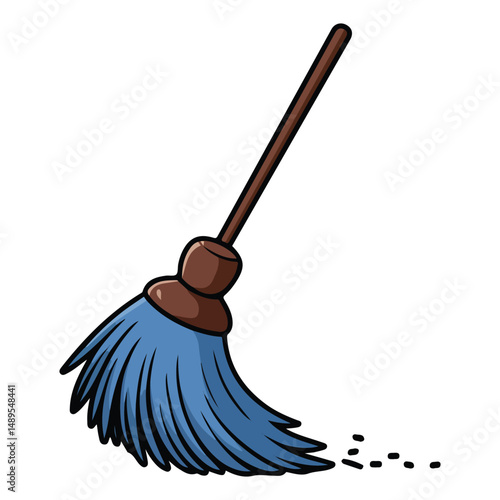 Cute feather duster for household cleaning tasks isolated vector illustration on white background