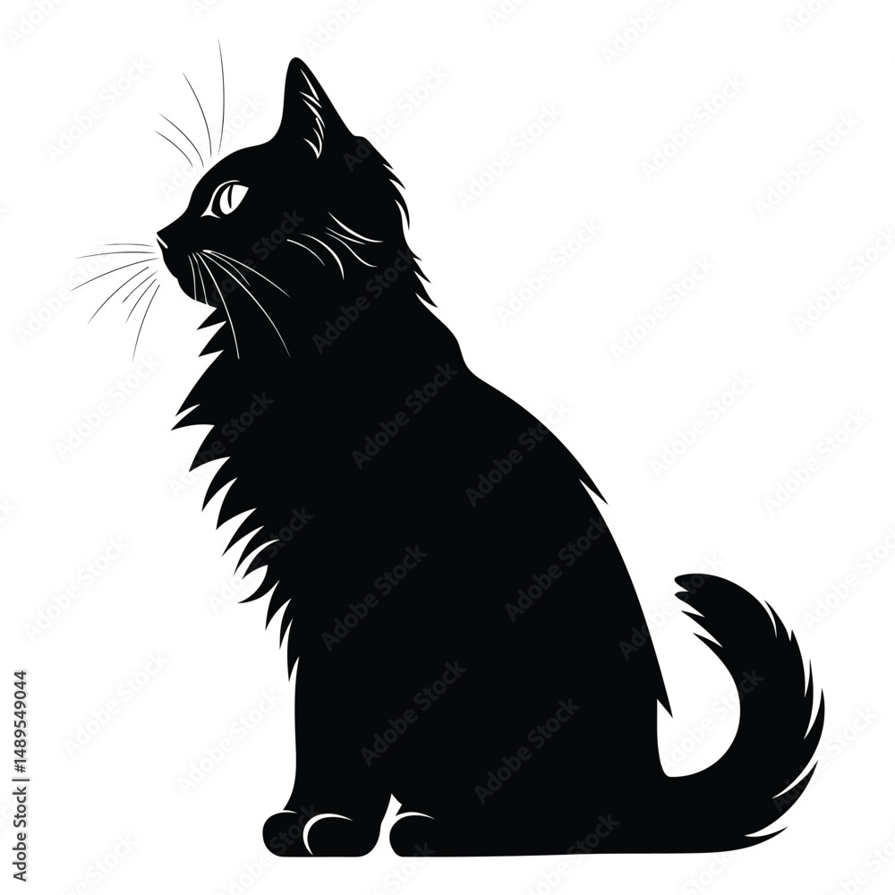 Obraz premium Cat black silhouette of simple minimal vector
