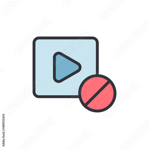 Prohibited Media Stream Showing Restricted Video Playback Concept