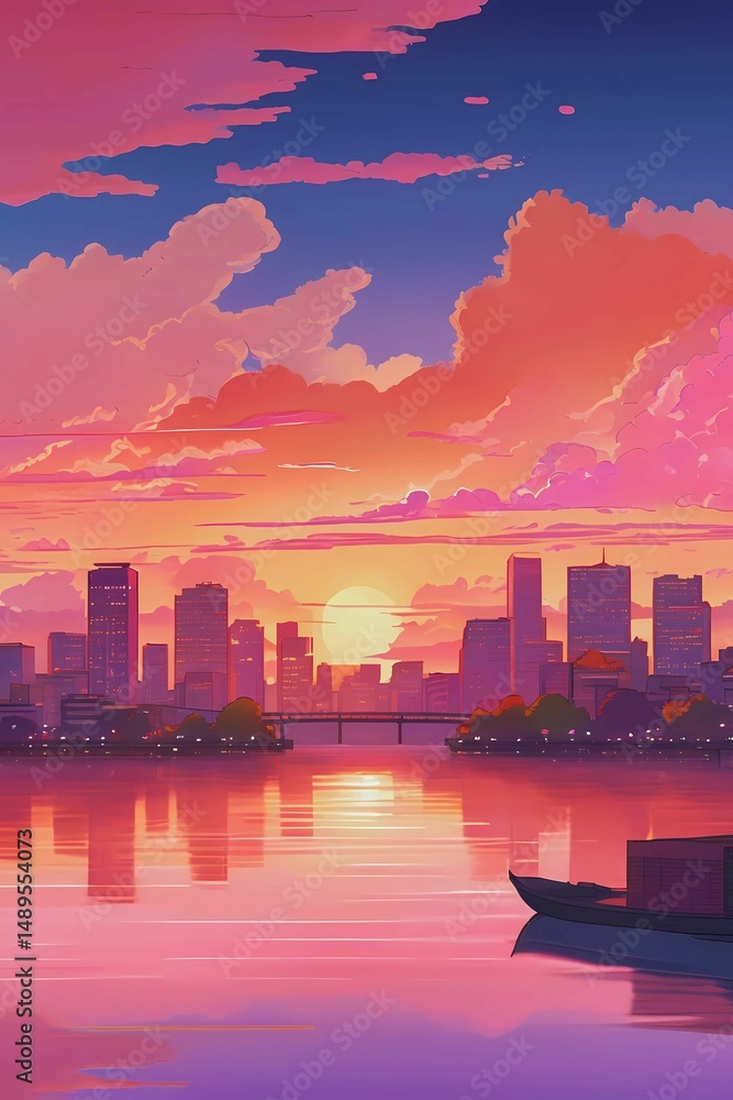 Fototapeta premium Anime style wallpaper background