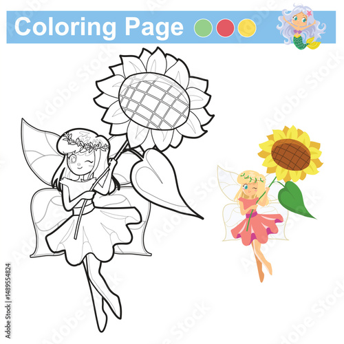 Coloring page for children. Color worksheet activity. Education about color. 
