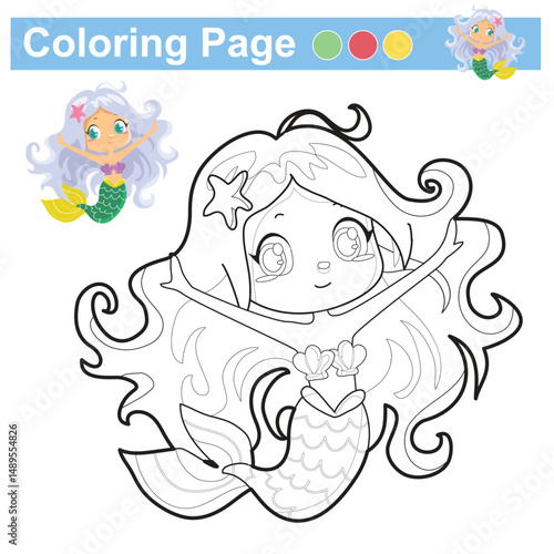 Coloring page for children. Color worksheet activity. Education about color. 