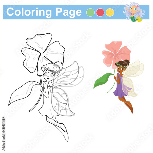 Coloring page for children. Color worksheet activity. Education about color. 