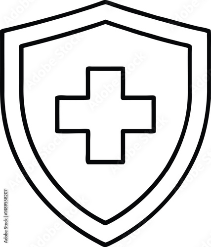 Minimalist Medical Shield with Cross - Vector Design.