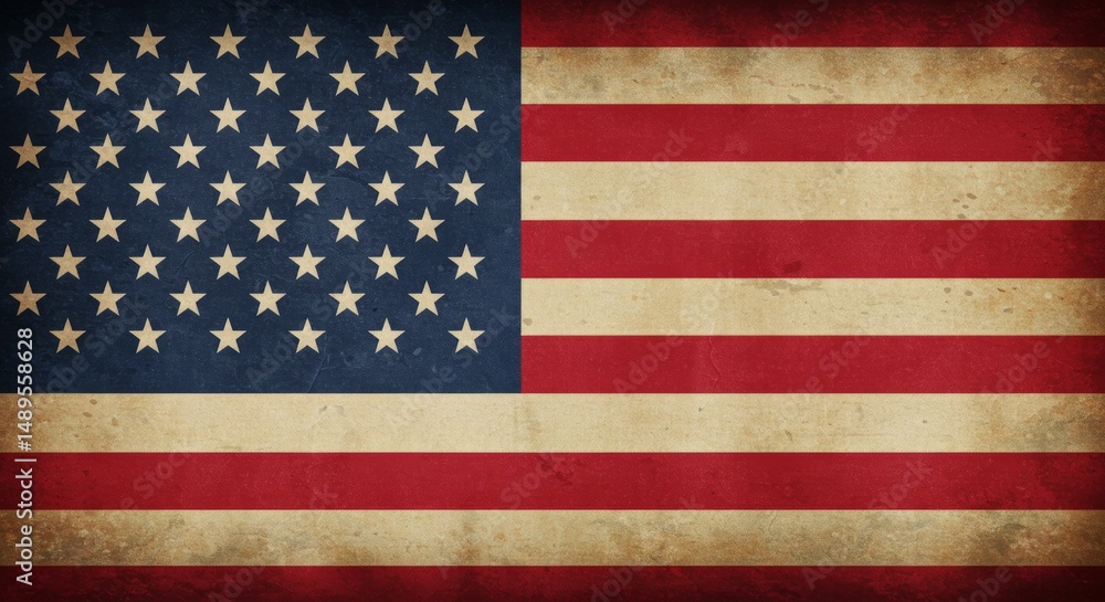 Naklejka premium Vintage American Flag Illustration Showing Pride and Heritage of The United States