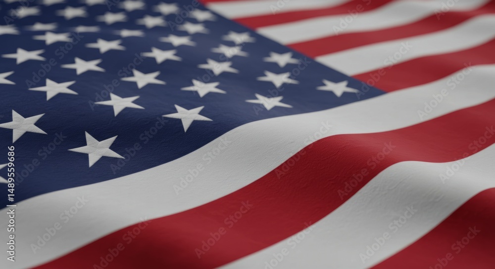 Obraz premium Waving American Flag Fabric Depicting Patriotism and National Identity
